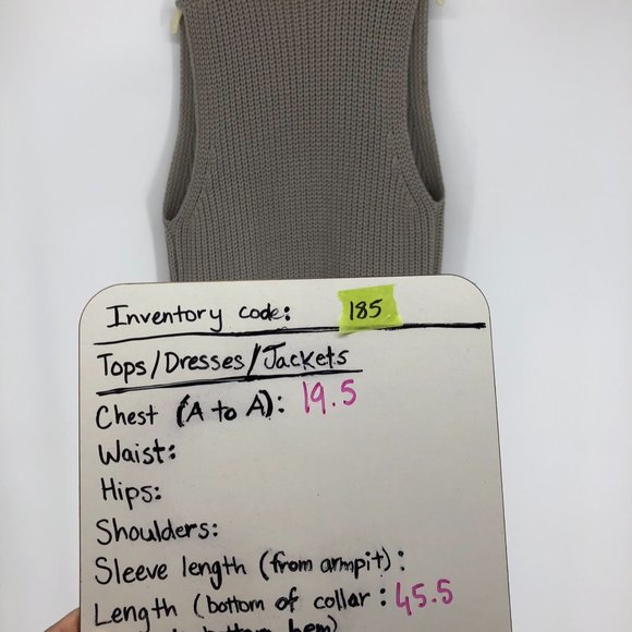 Oak + Fort Taupe Grey Cotton Ribbed Chunky Knit Sleeveless Longline Cardigan M - Picture 7 of 8